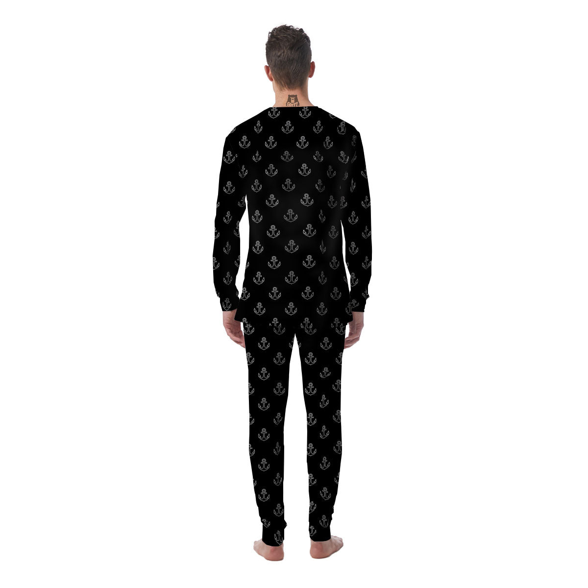 Anchor White And Black Print Pattern Men's Pajamas-grizzshop