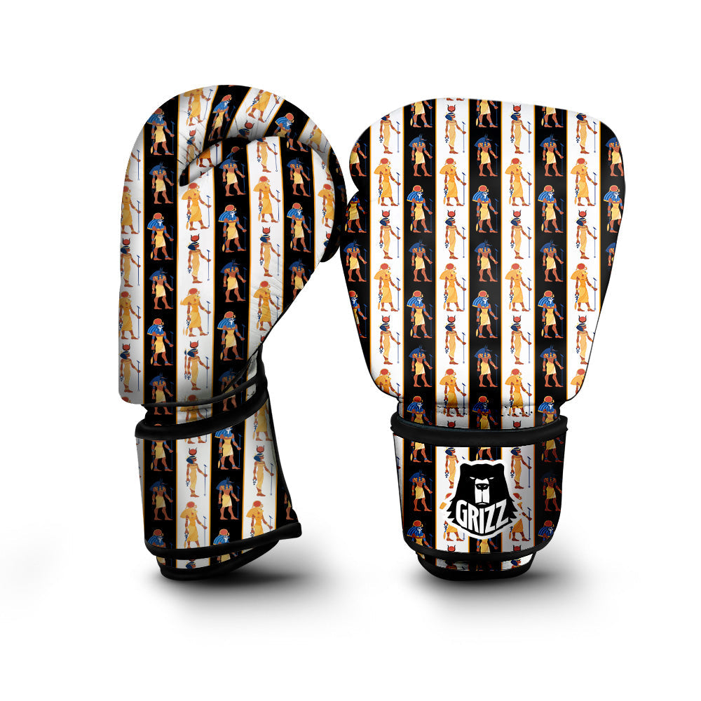 Ancient Egypt Stripe Print Pattern Boxing Gloves-grizzshop