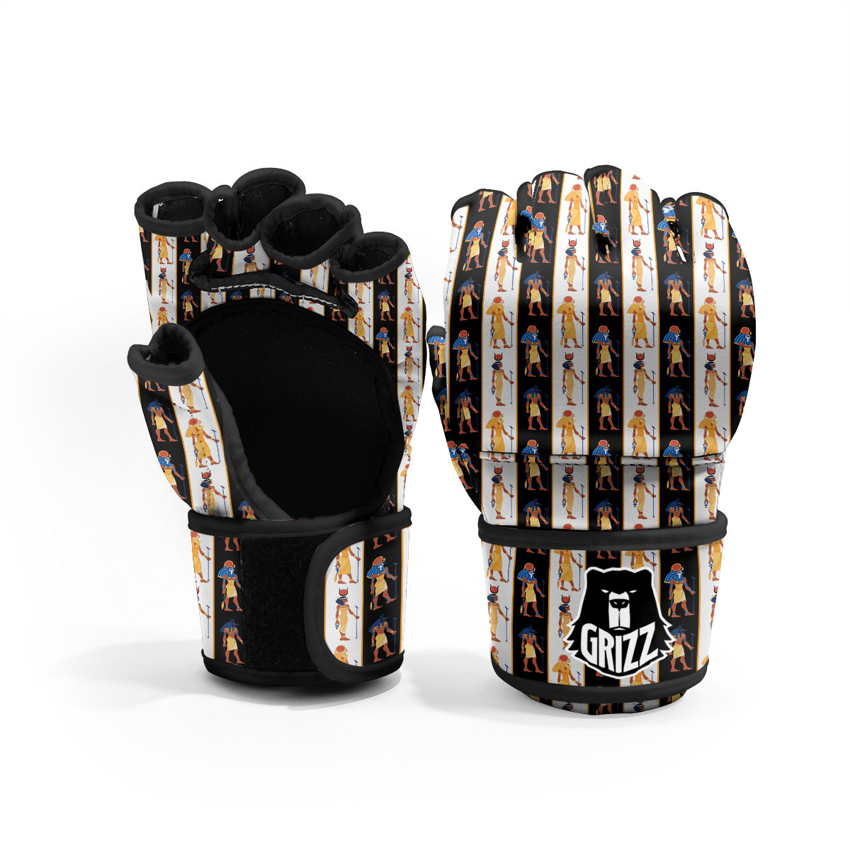 Ancient Egypt Stripe Print Pattern MMA Gloves-grizzshop
