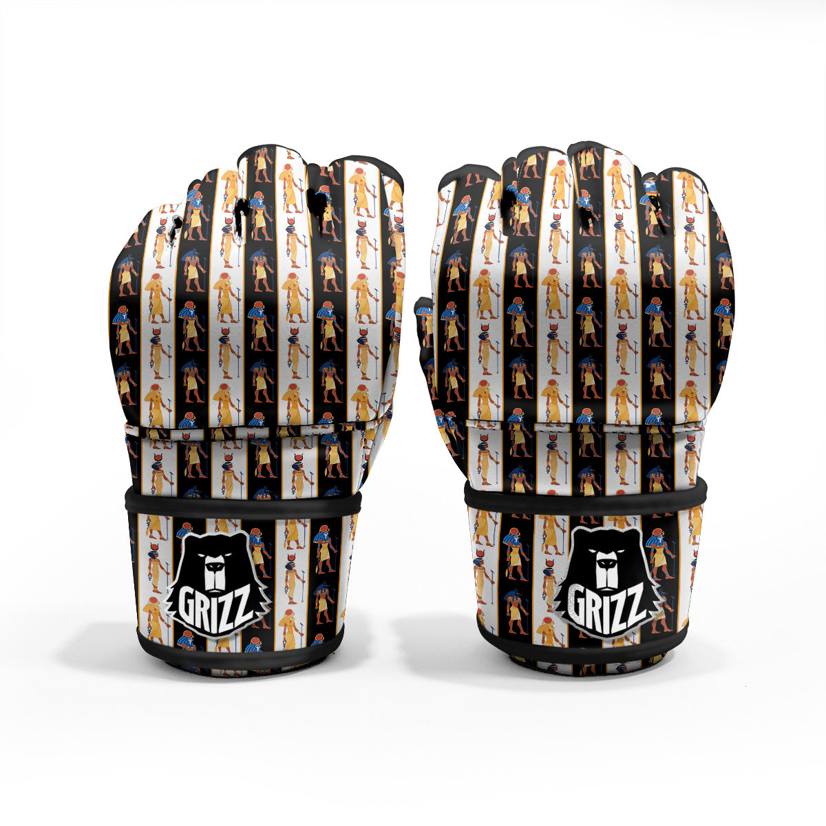 Ancient Egypt Stripe Print Pattern MMA Gloves-grizzshop