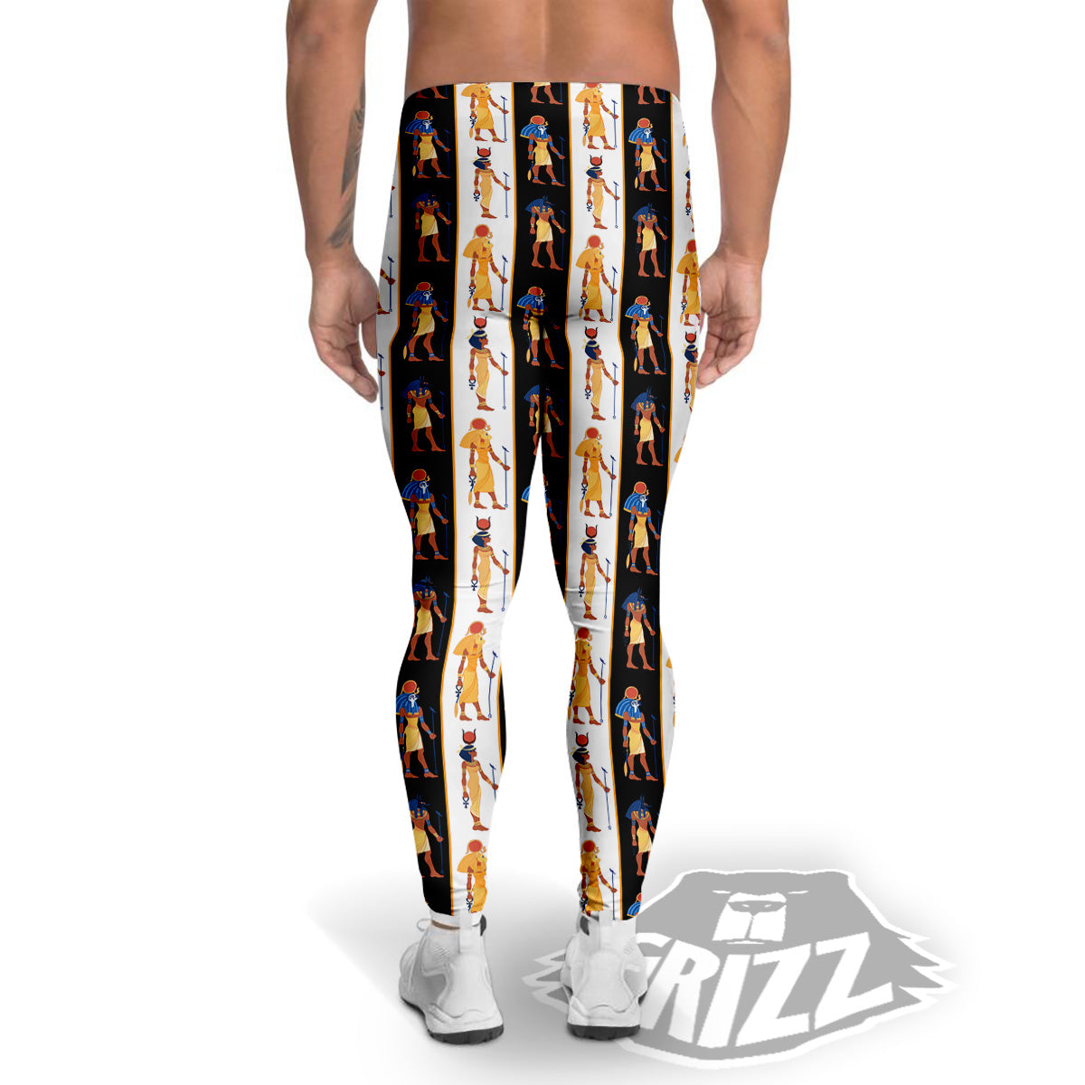 Ancient Egypt Stripe Print Pattern Men's Leggings-grizzshop