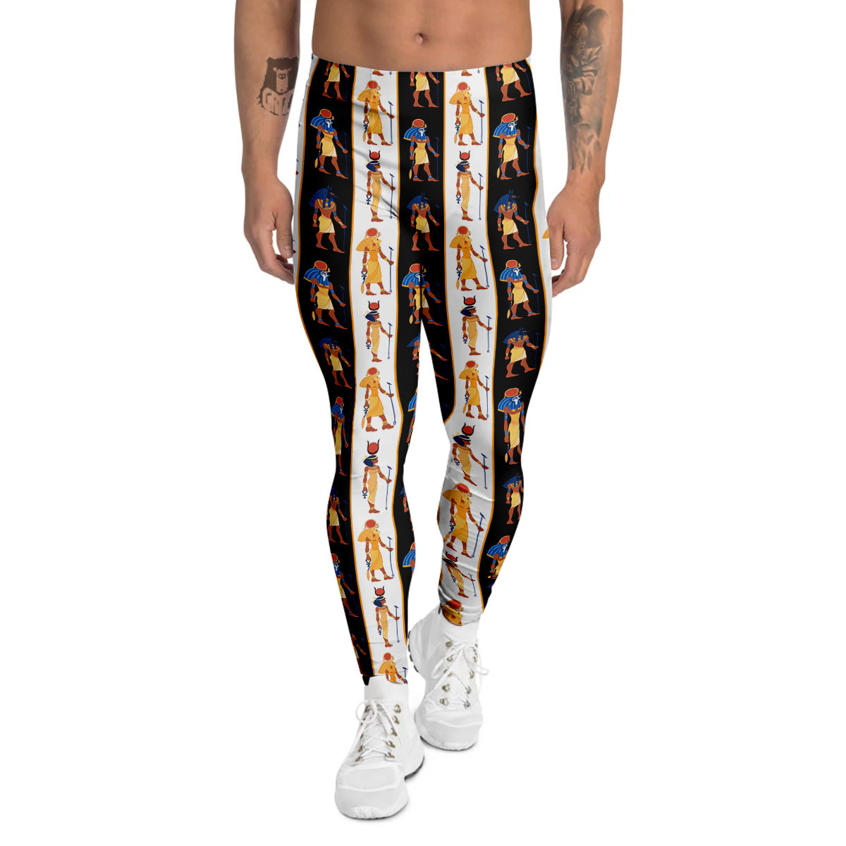 Ancient Egypt Stripe Print Pattern Men's Leggings-grizzshop