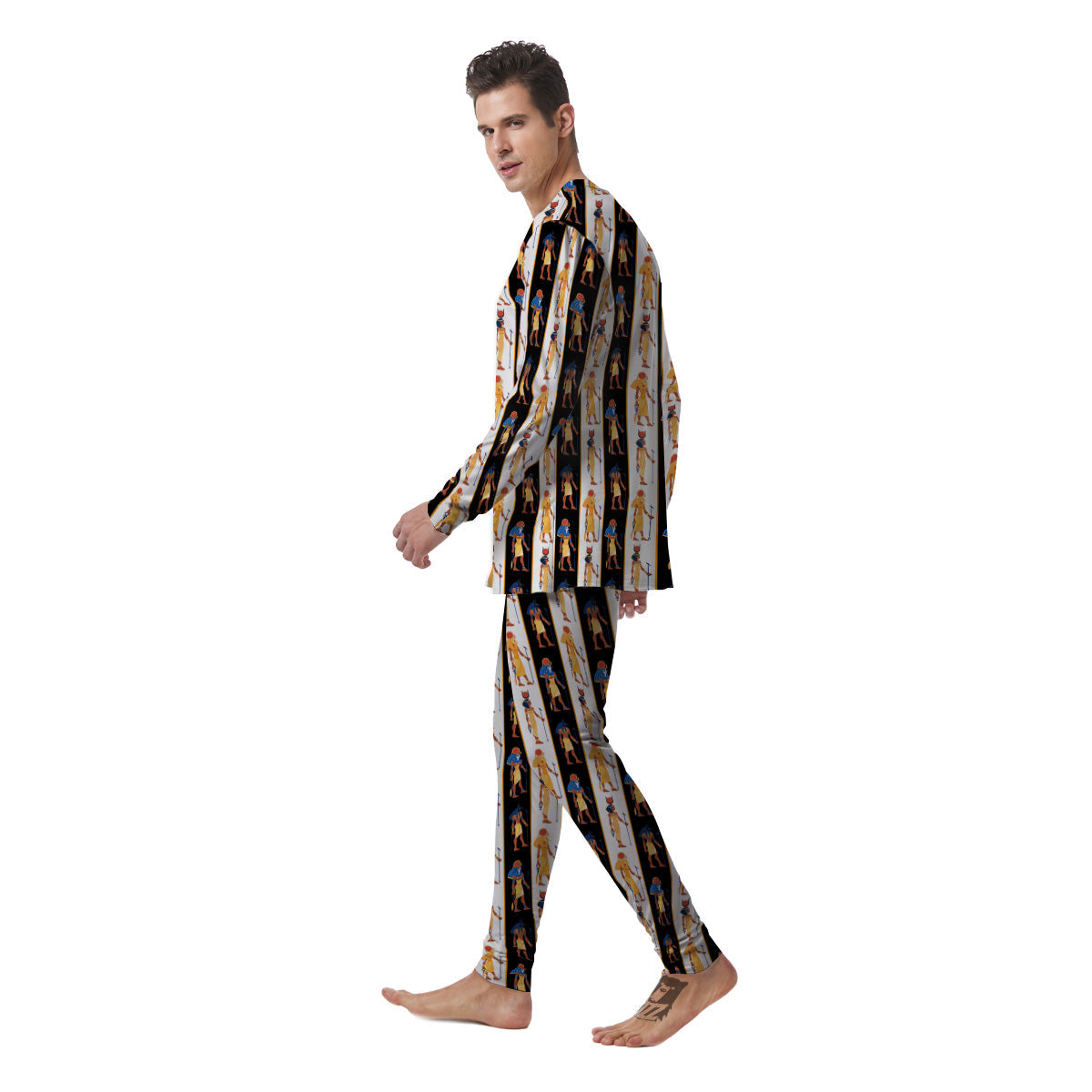 Ancient Egypt Stripe Print Pattern Men's Pajamas-grizzshop