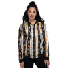 Ancient Egypt Stripe Print Pattern Women's Bomber Jacket-grizzshop