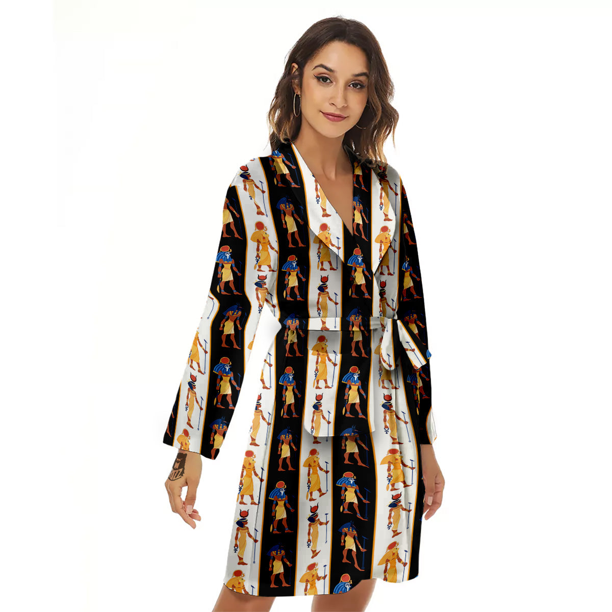 Ancient Egypt Stripe Print Pattern Women's Robe-grizzshop