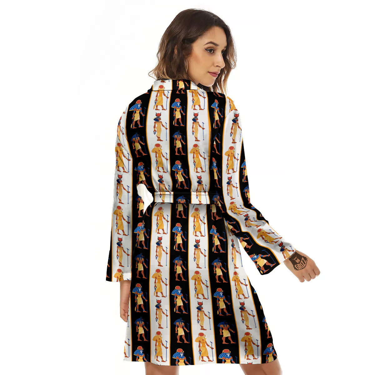 Ancient Egypt Stripe Print Pattern Women's Robe-grizzshop