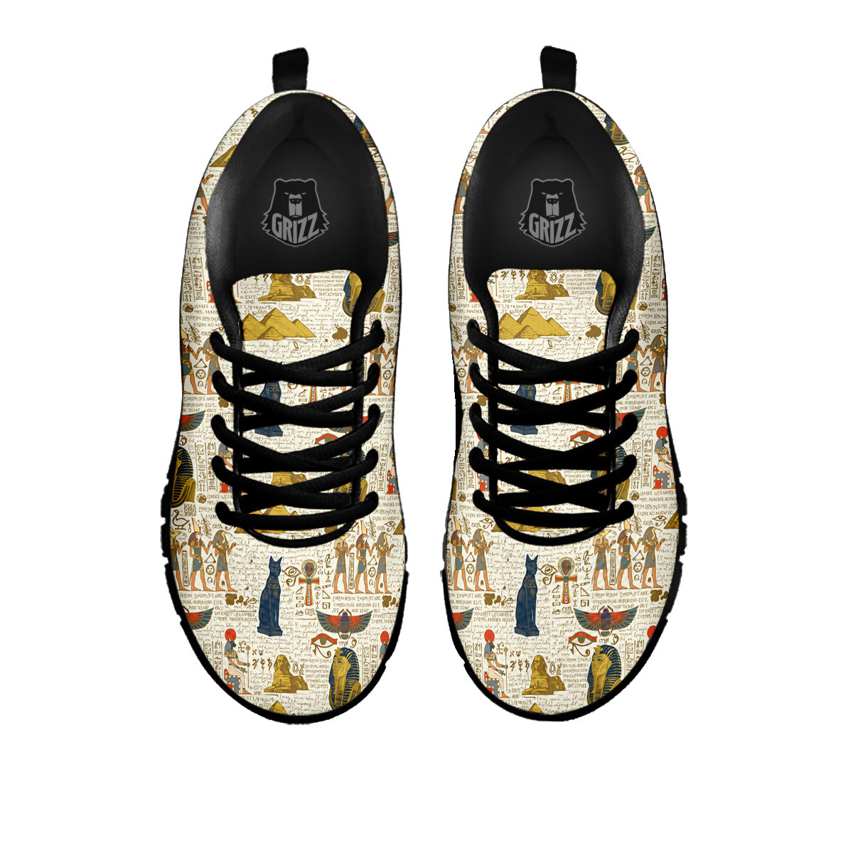Ancient Egypt Text Print Pattern Black Sneaker-grizzshop