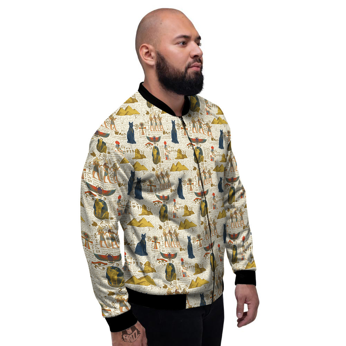 Ancient Egypt Text Print Pattern Men's Bomber Jacket-grizzshop