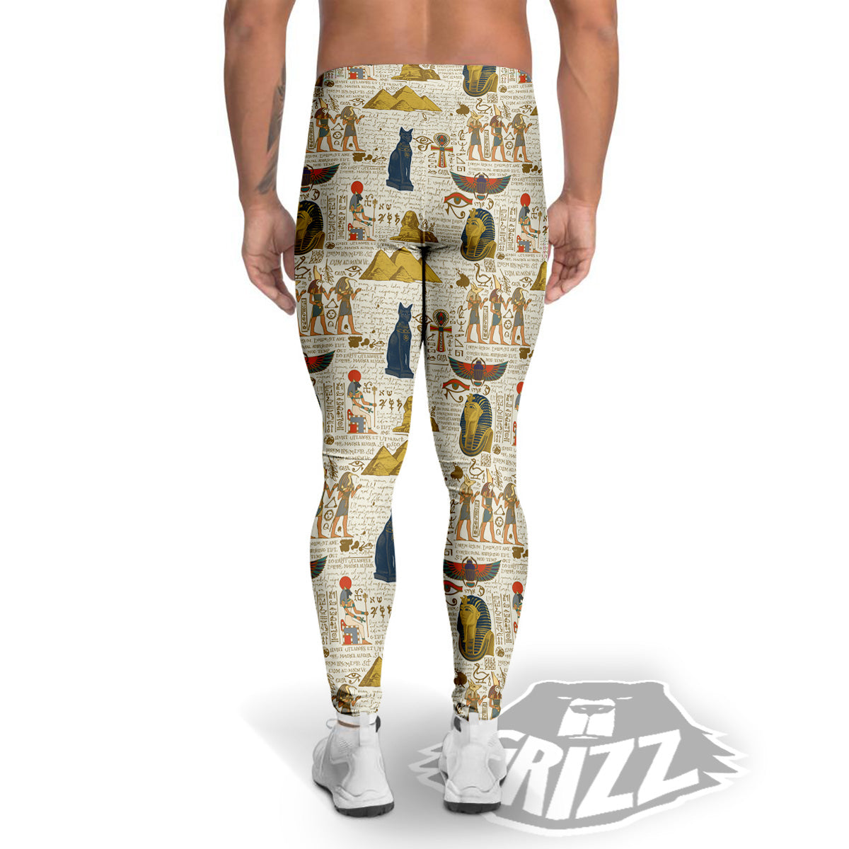 Ancient Egypt Text Print Pattern Men's Leggings-grizzshop