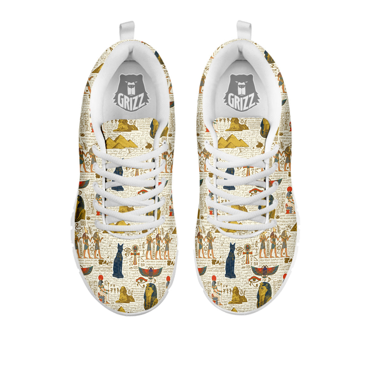 Ancient Egypt Text Print Pattern White Sneaker-grizzshop