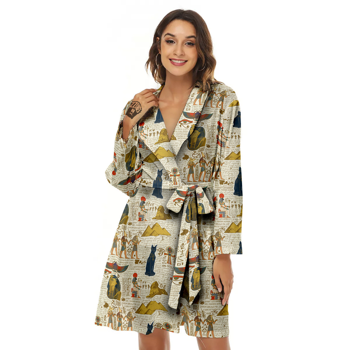 Ancient Egypt Text Print Pattern Women's Robe-grizzshop