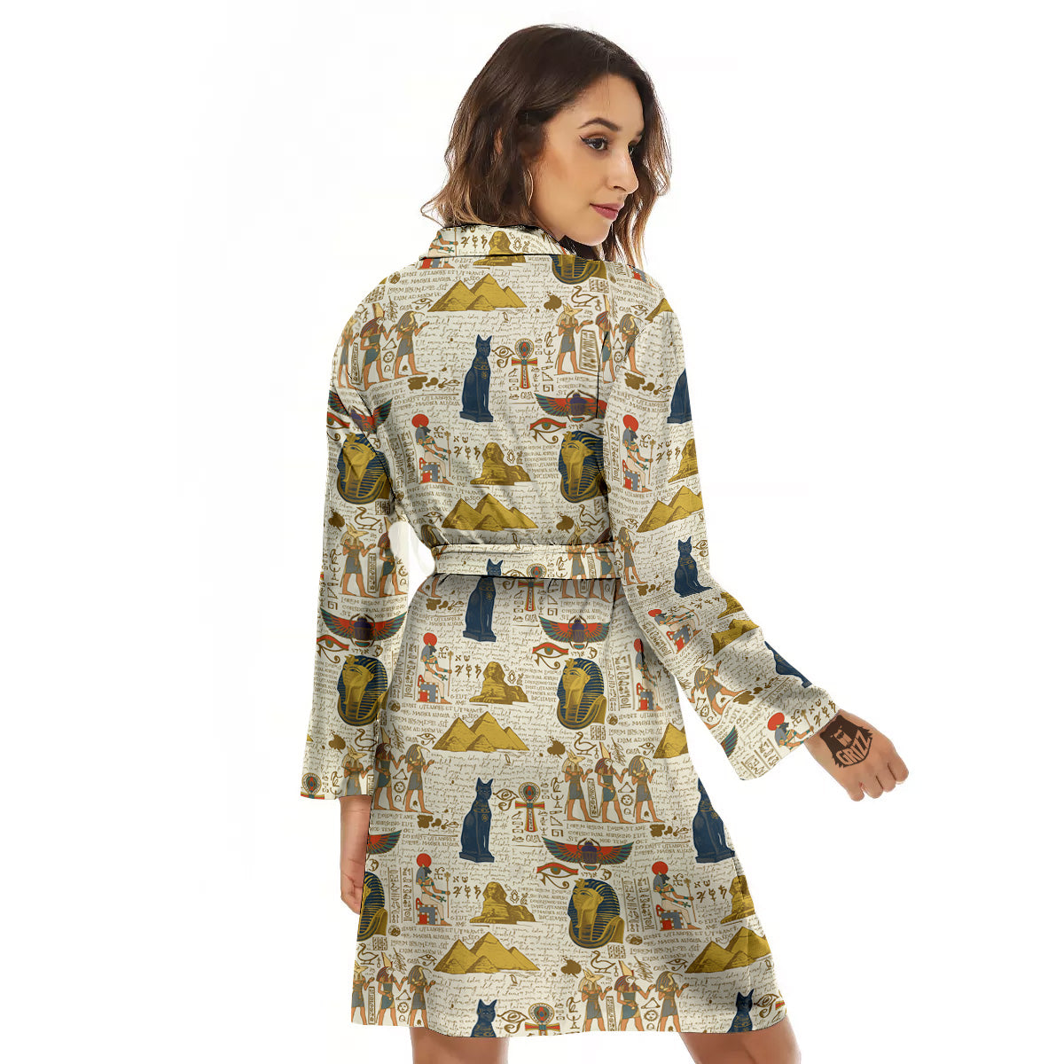 Ancient Egypt Text Print Pattern Women's Robe-grizzshop
