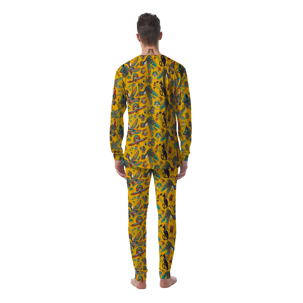 Ancient Egypt Yellow Print Pattern Men's Pajamas-grizzshop