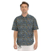 Ancient Egyptian Tribal Blue Print Pattern Men's Short Sleeve Shirts-grizzshop