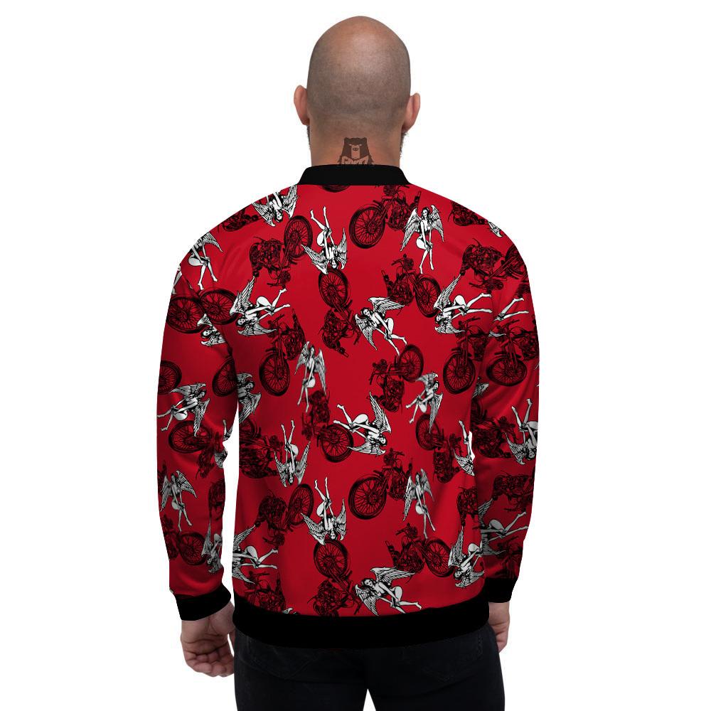Angel And Motorcycle Print Pattern Men's Bomber Jacket-grizzshop