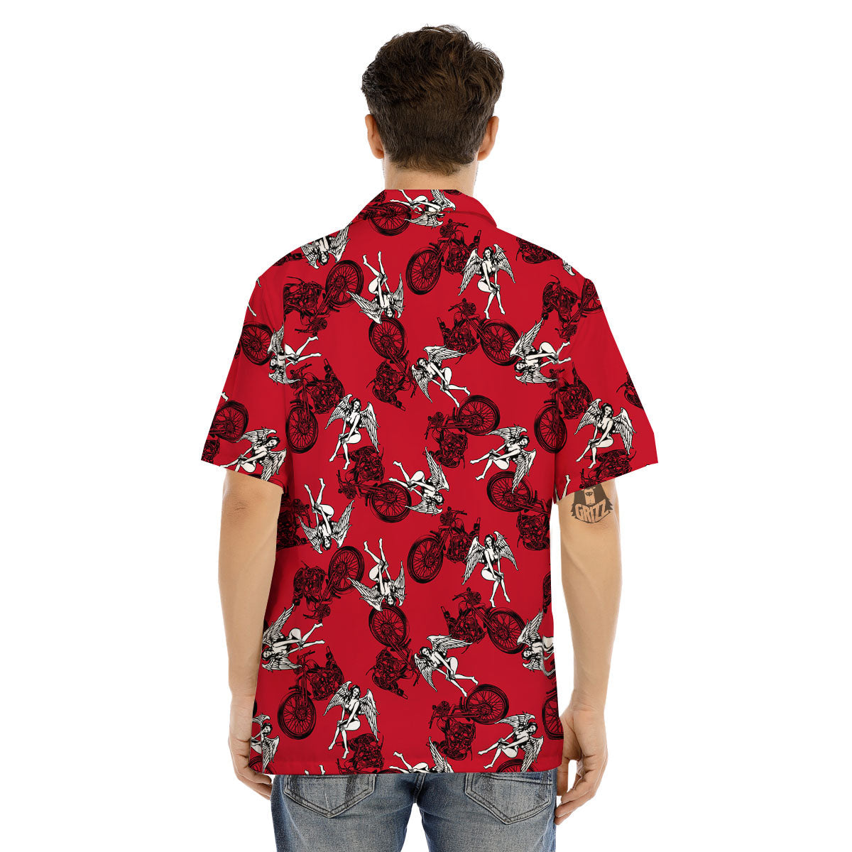Angel And Motorcycle Print Pattern Men's Hawaiian Shirt-grizzshop