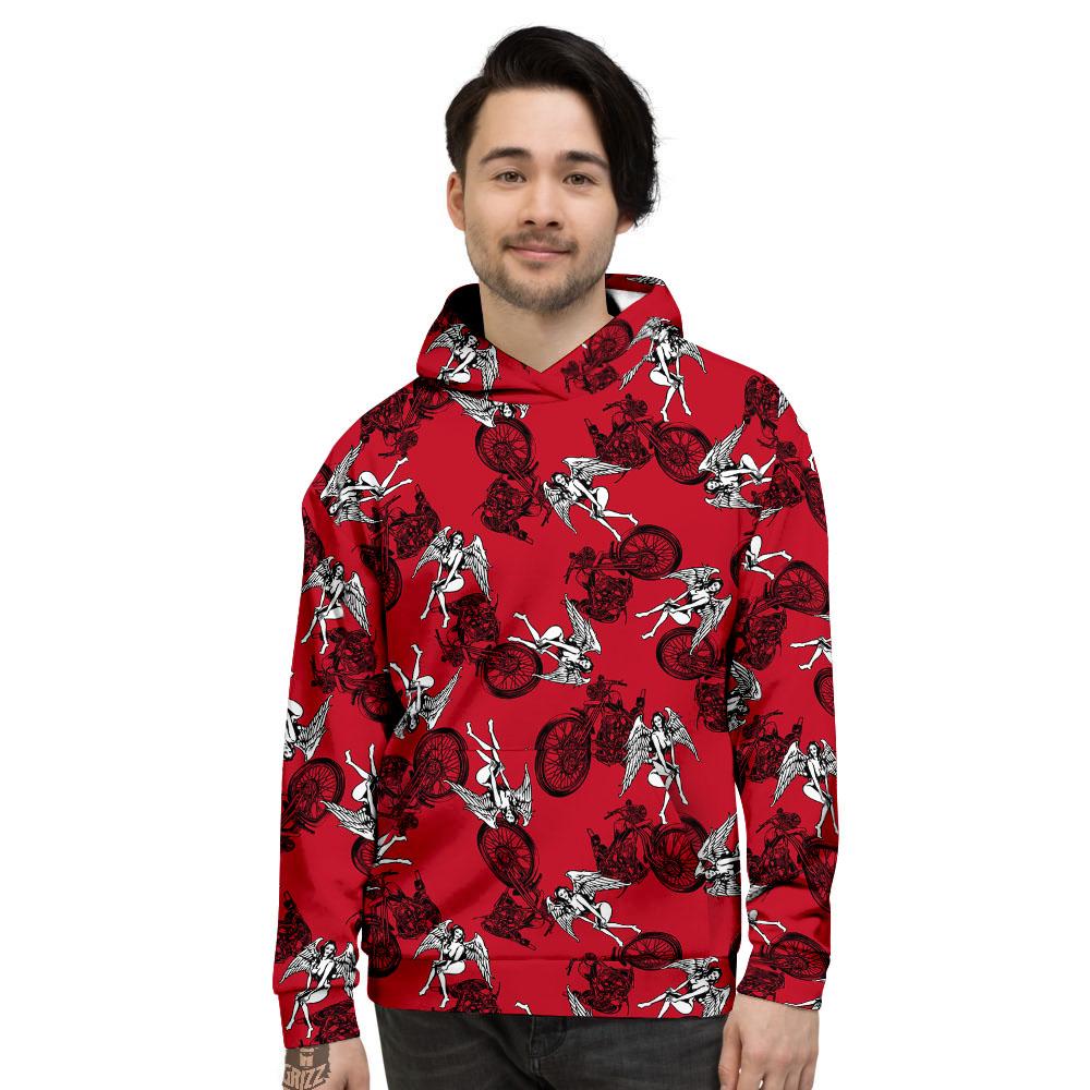 Angel And Motorcycle Print Pattern Men's Hoodie-grizzshop