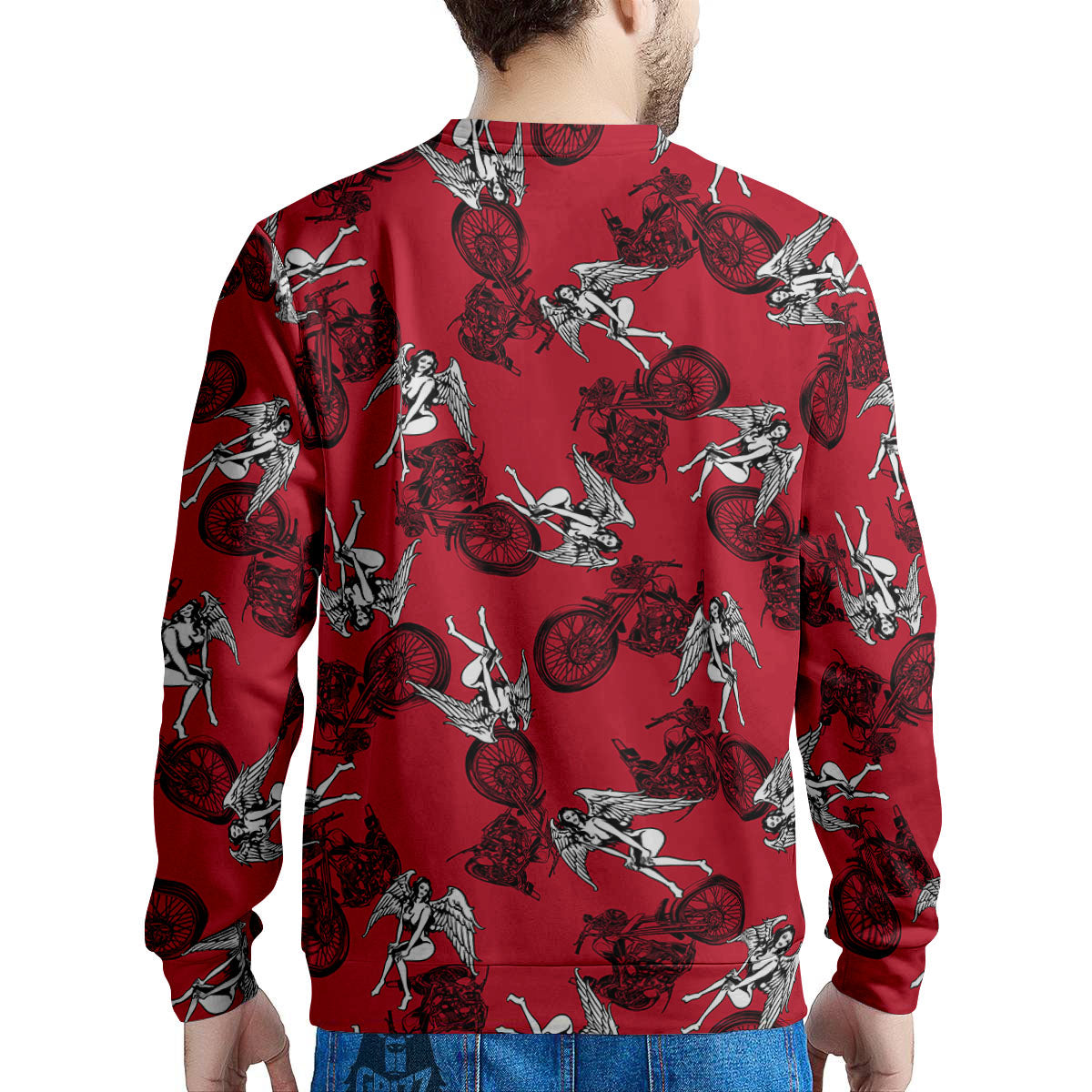 Angel And Motorcycle Print Pattern Men's Sweatshirt-grizzshop
