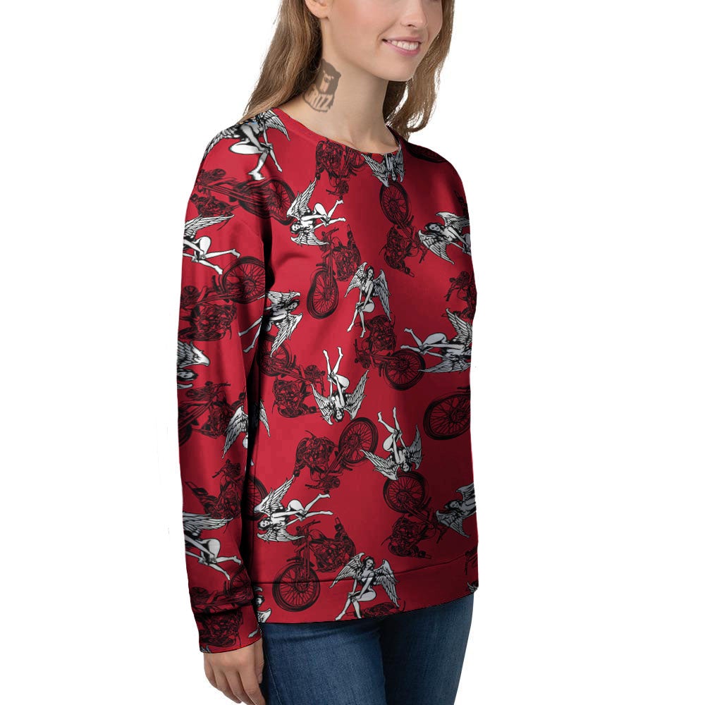 Angel And Motorcycle Print Pattern Women's Sweatshirt-grizzshop