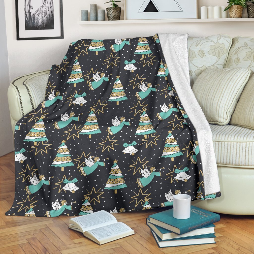 Angel Christmas Print Pattern Blanket-grizzshop