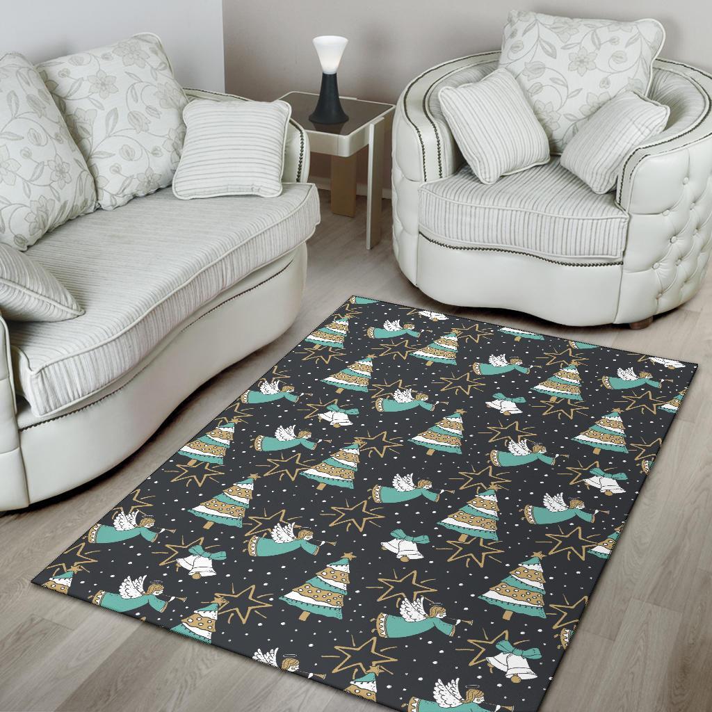 Angel Christmas Print Pattern Floor Mat-grizzshop