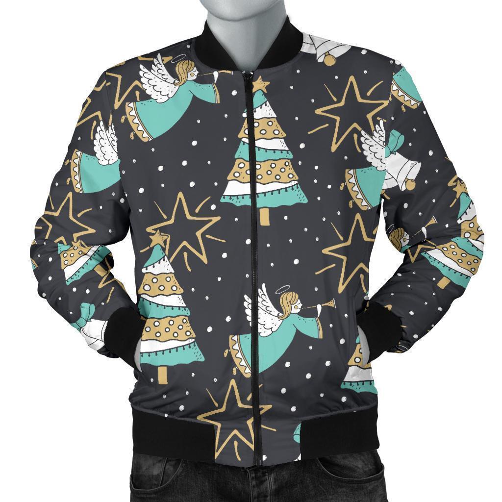 Angel Christmas Print Pattern Men's Bomber Jacket-grizzshop