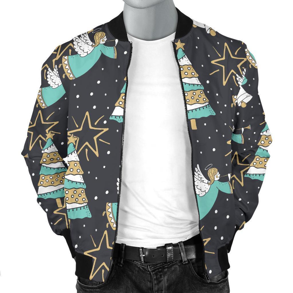 Angel Christmas Print Pattern Men's Bomber Jacket-grizzshop