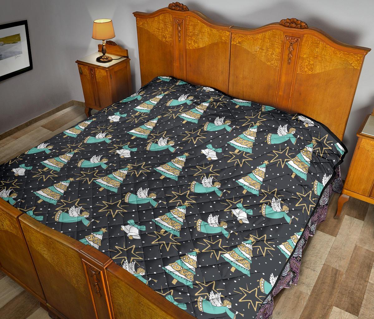 Angel Christmas Print Pattern Quilt-grizzshop