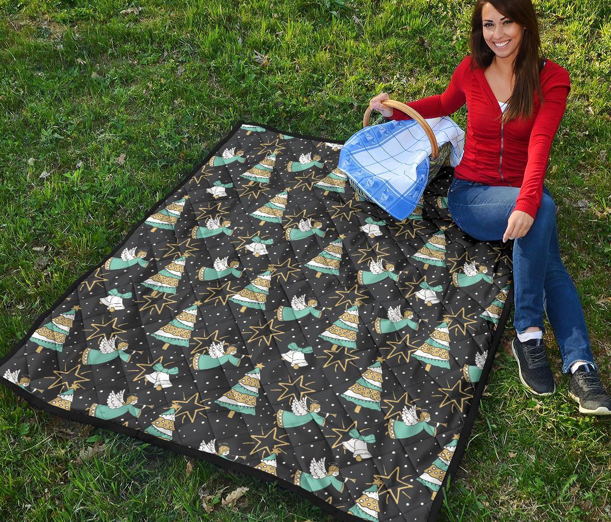 Angel Christmas Print Pattern Quilt-grizzshop