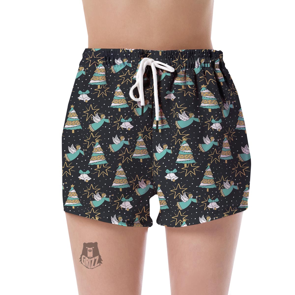 Angel Christmas Print Pattern Women's Shorts-grizzshop