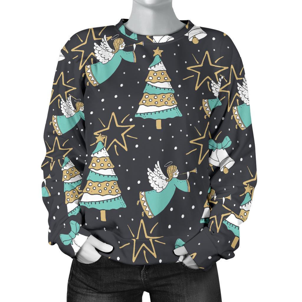 Angel Christmas Print Pattern Women's Sweatshirt-grizzshop