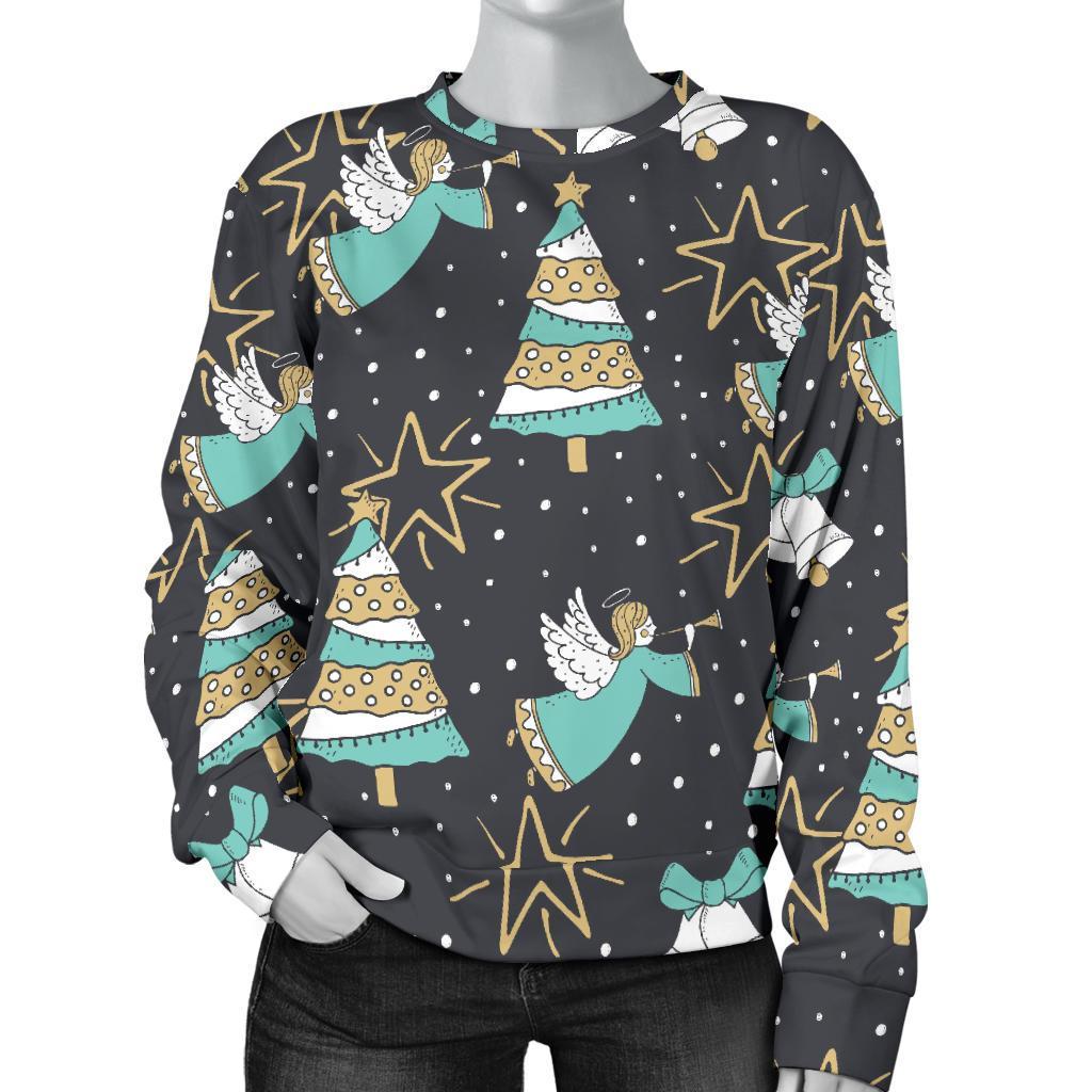 Angel Christmas Print Pattern Women's Sweatshirt-grizzshop