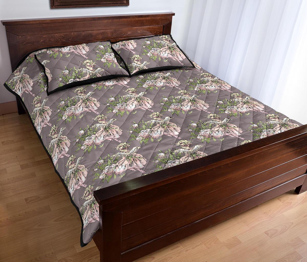 Angel Floral Print Pattern Bed Set Quilt-grizzshop