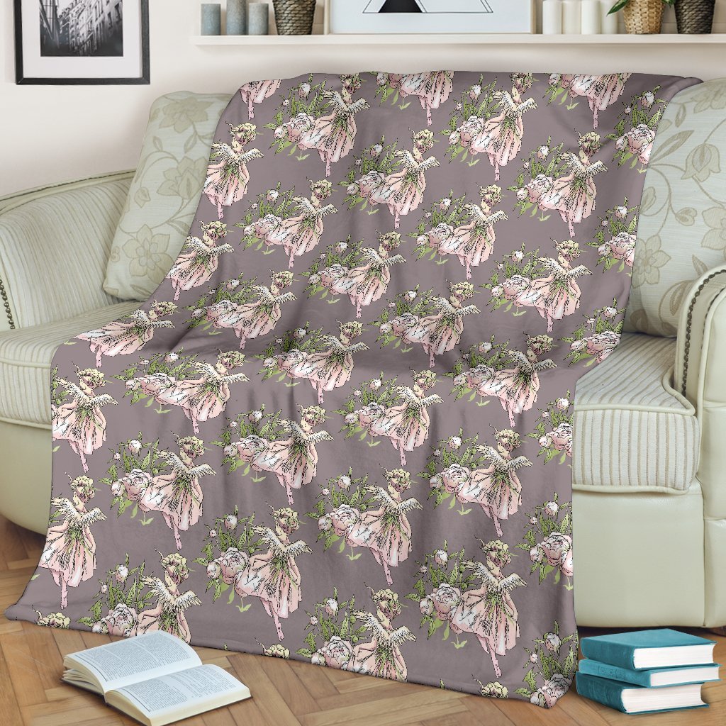 Angel Floral Print Pattern Blanket-grizzshop