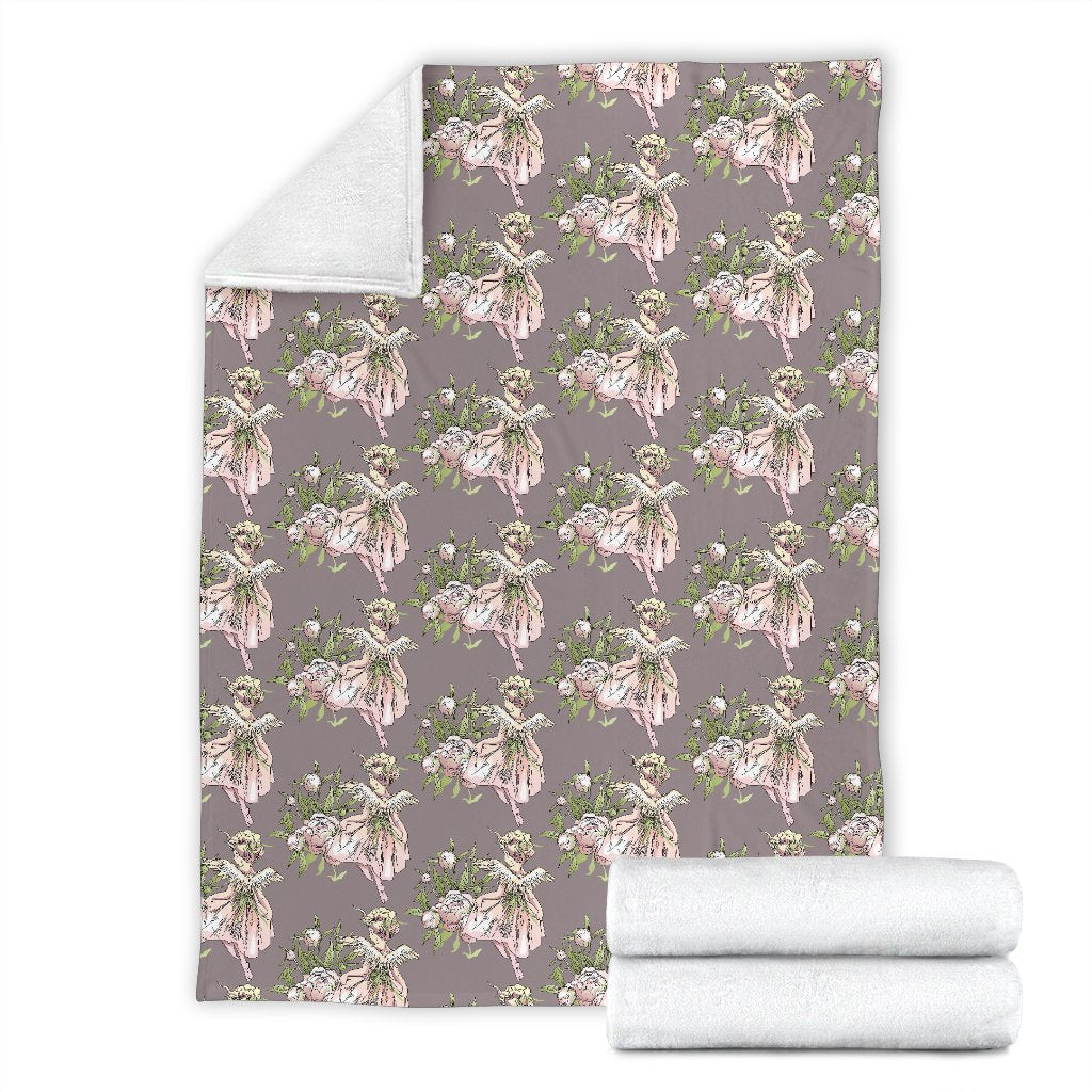 Angel Floral Print Pattern Blanket-grizzshop