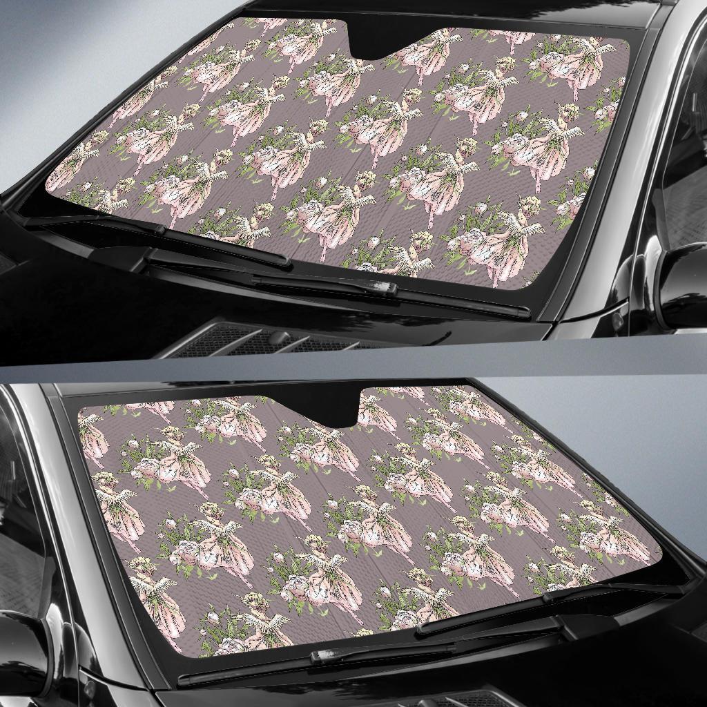 Angel Floral Print Pattern Car Sun Shade-grizzshop