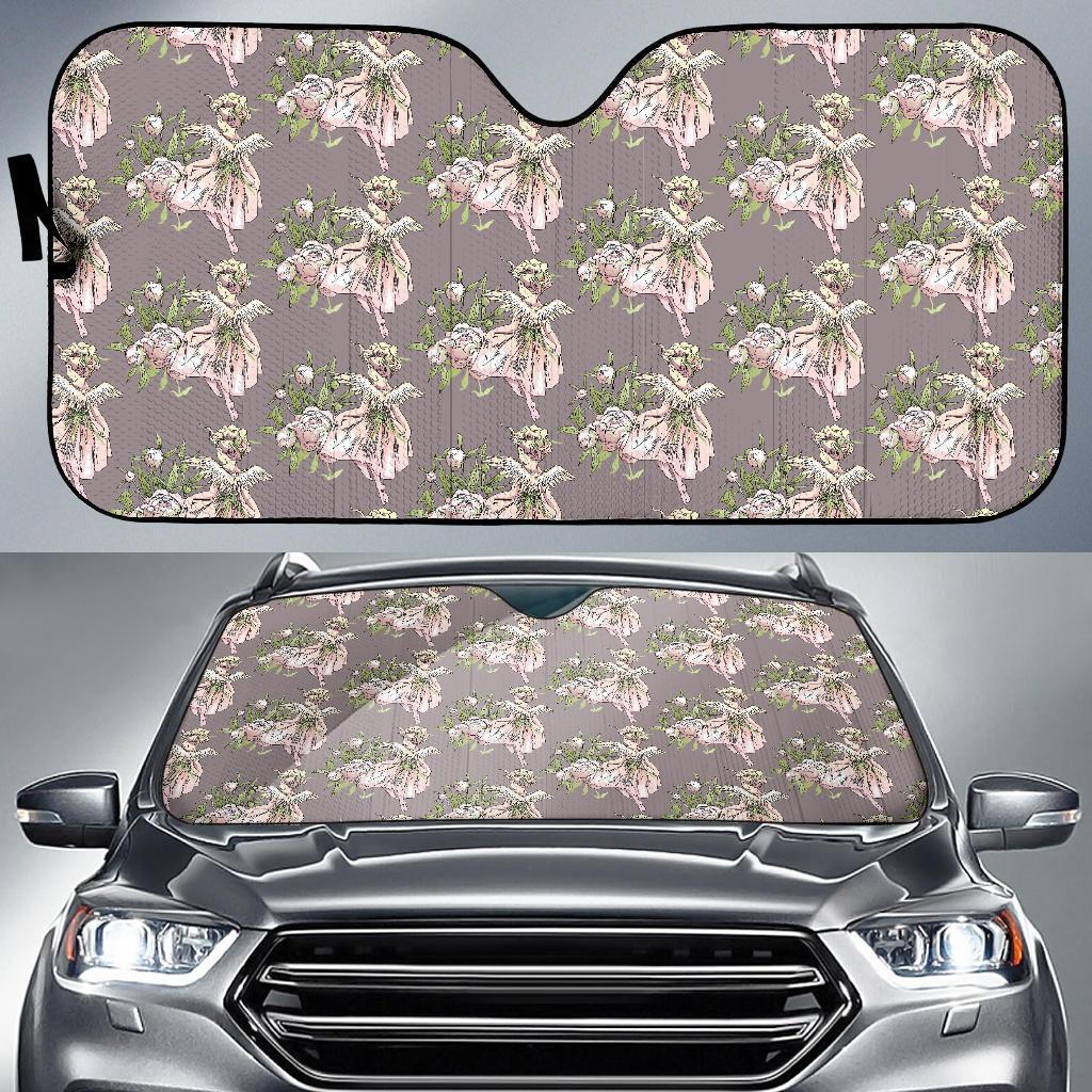 Angel Floral Print Pattern Car Sun Shade-grizzshop