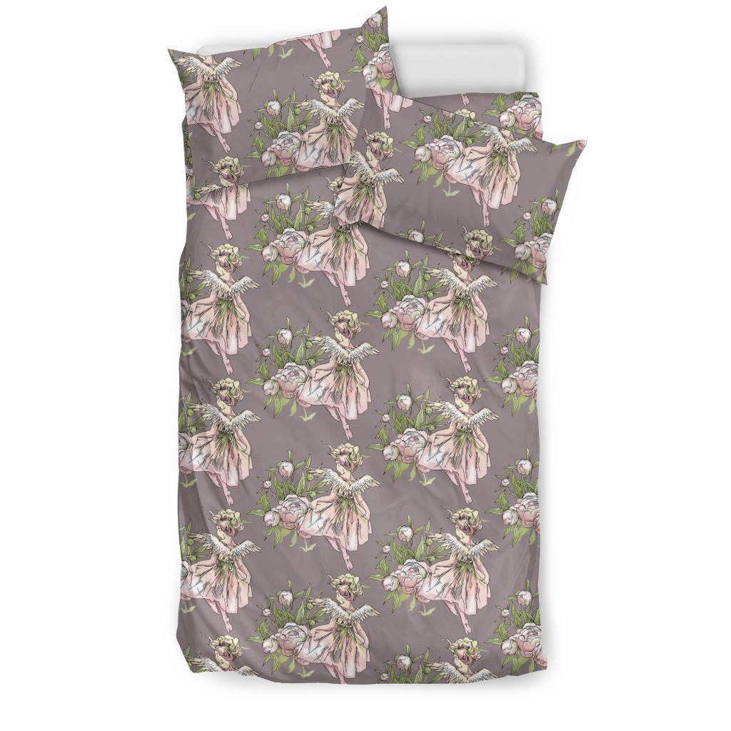 Angel Floral Print Pattern Duvet Cover Bedding Set-grizzshop