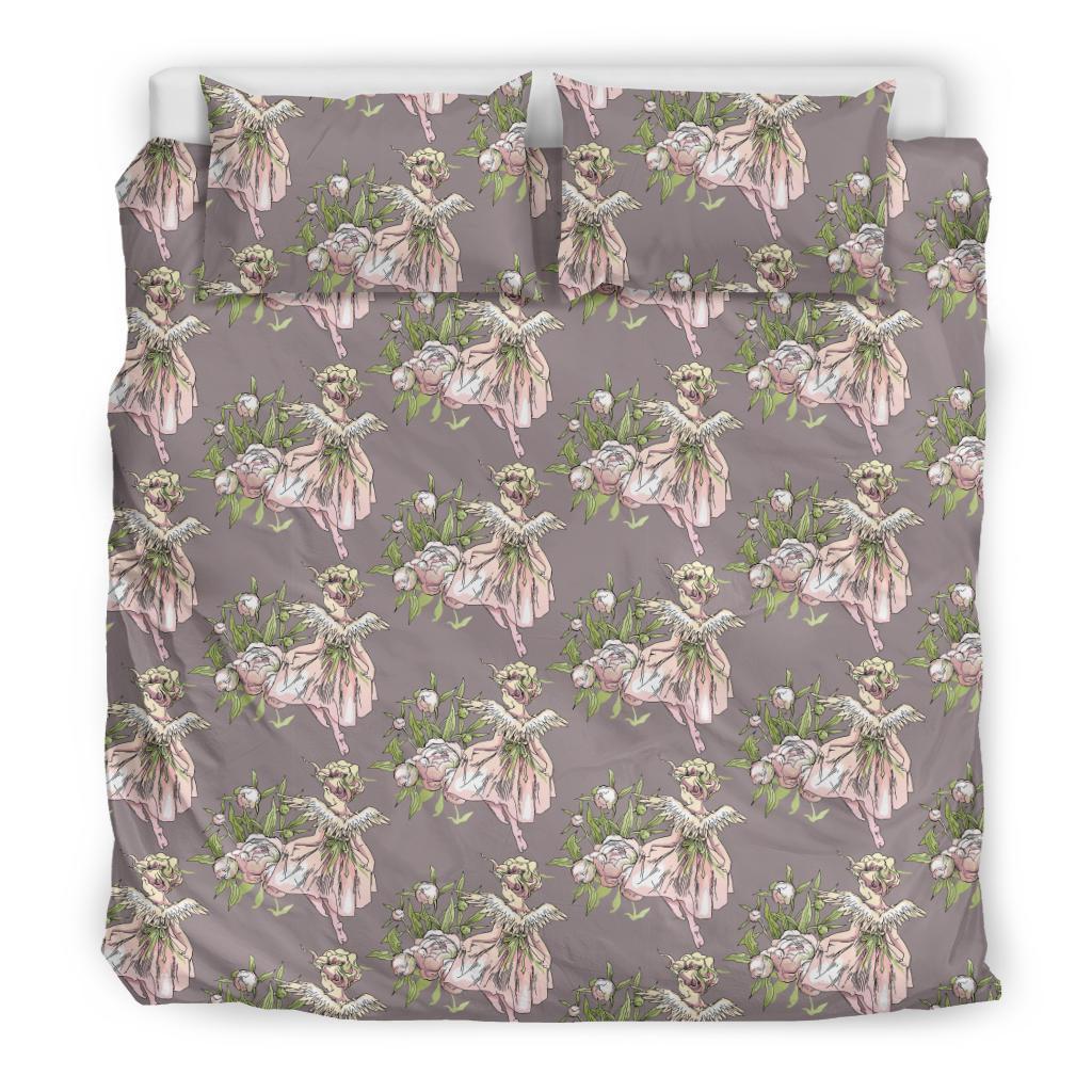 Angel Floral Print Pattern Duvet Cover Bedding Set-grizzshop