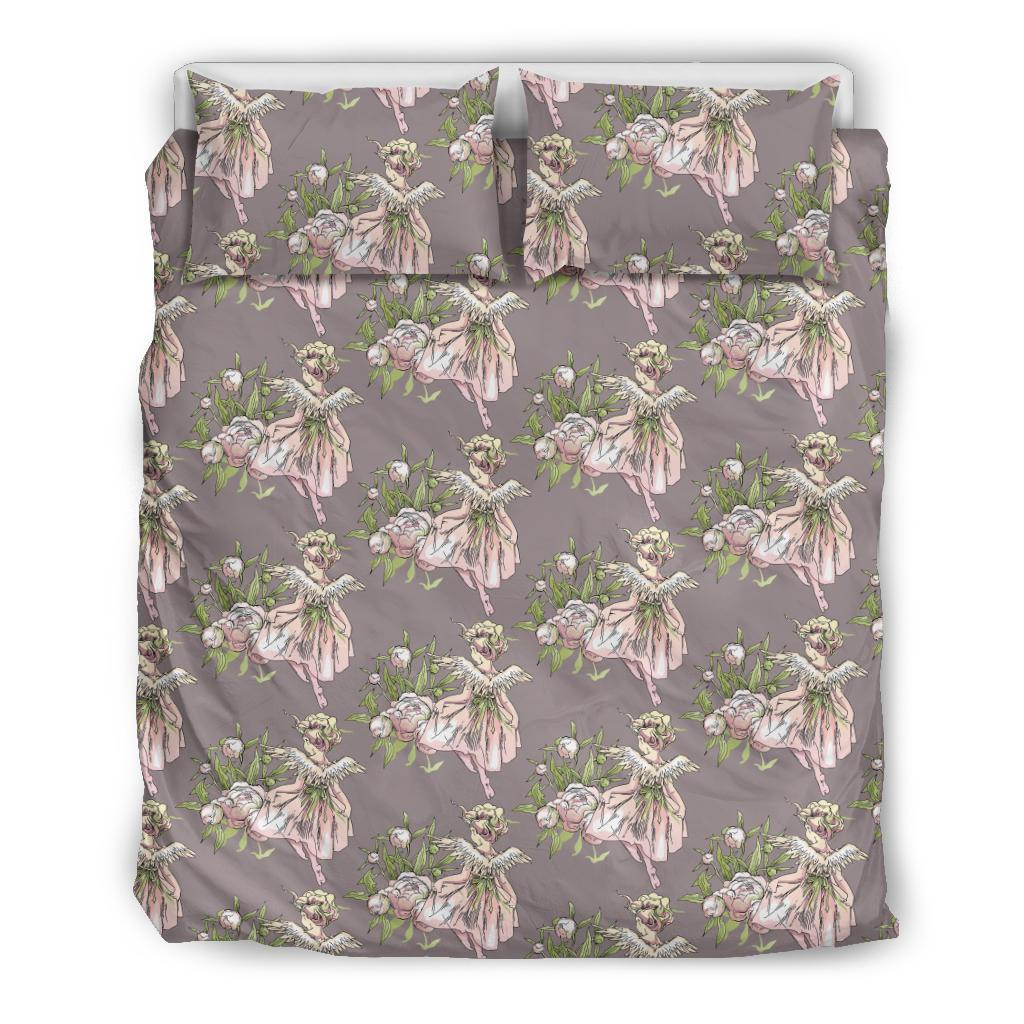 Angel Floral Print Pattern Duvet Cover Bedding Set-grizzshop