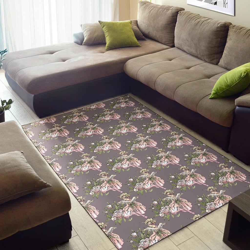 Angel Floral Print Pattern Floor Mat-grizzshop