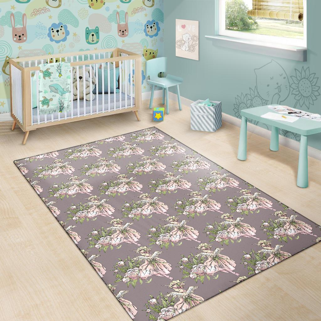 Angel Floral Print Pattern Floor Mat-grizzshop