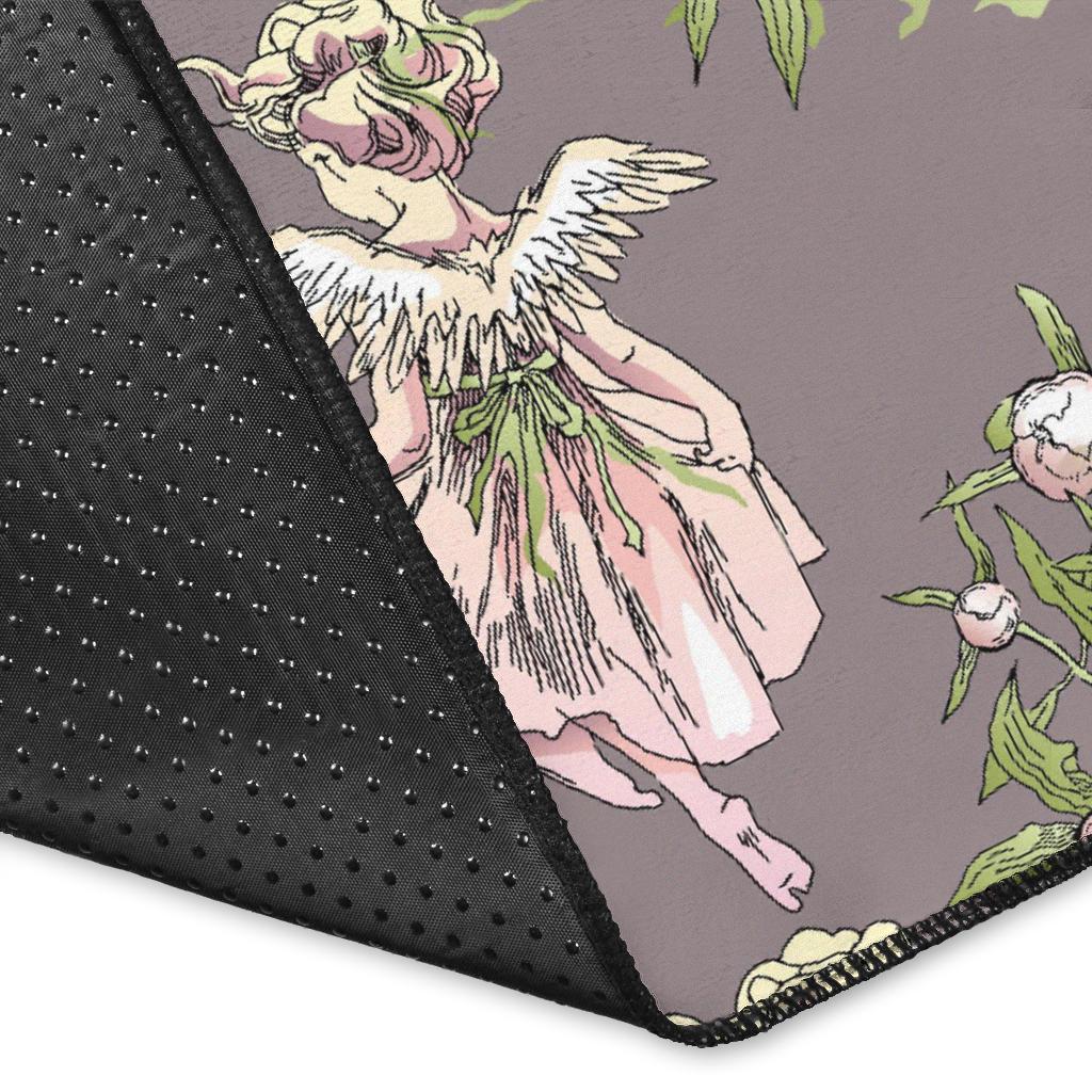 Angel Floral Print Pattern Floor Mat-grizzshop