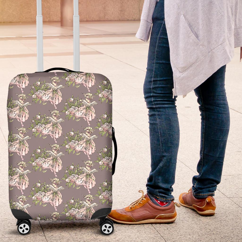 Angel Floral Print Pattern Luggage Cover Protector-grizzshop