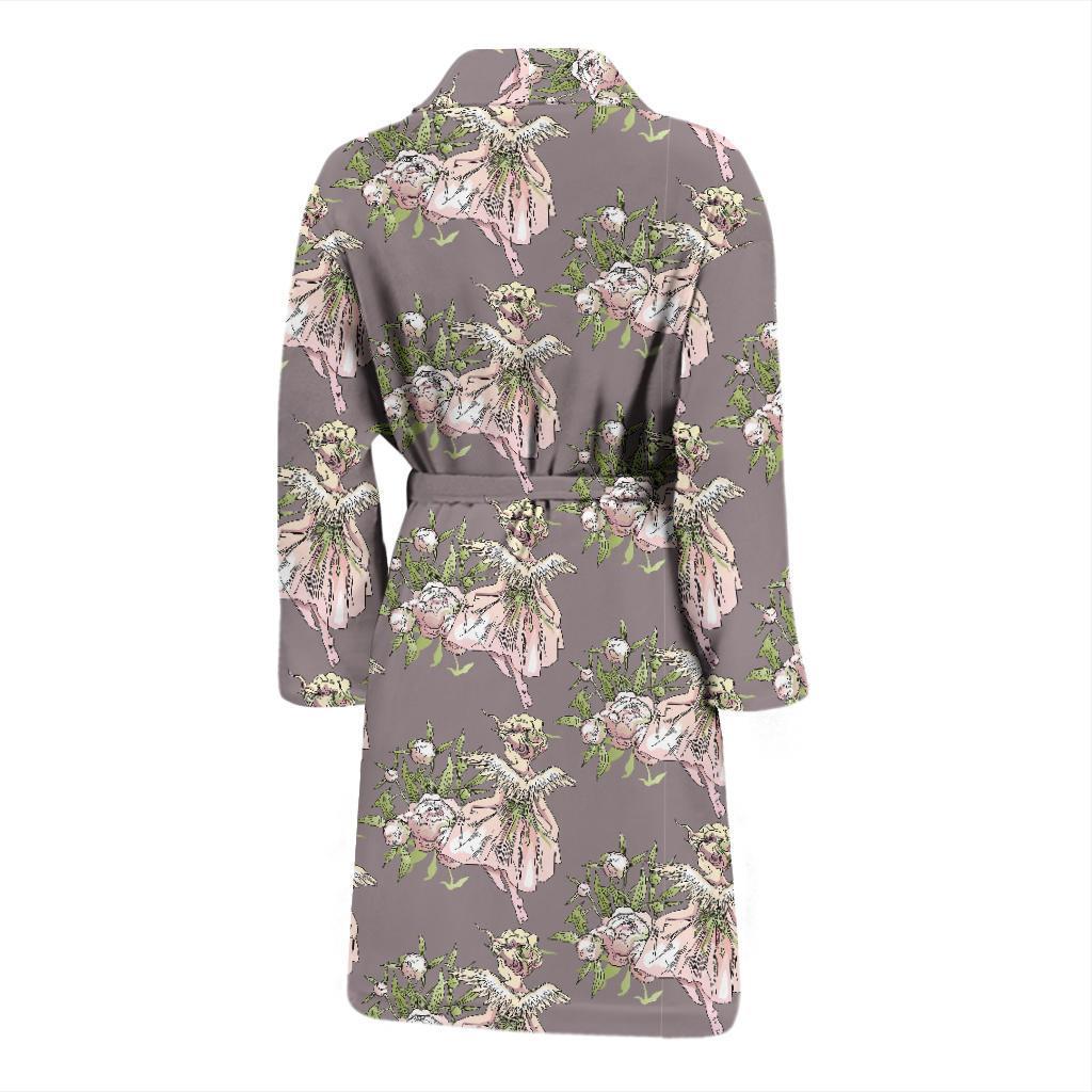 Angel Floral Print Pattern Men Long Robe-grizzshop