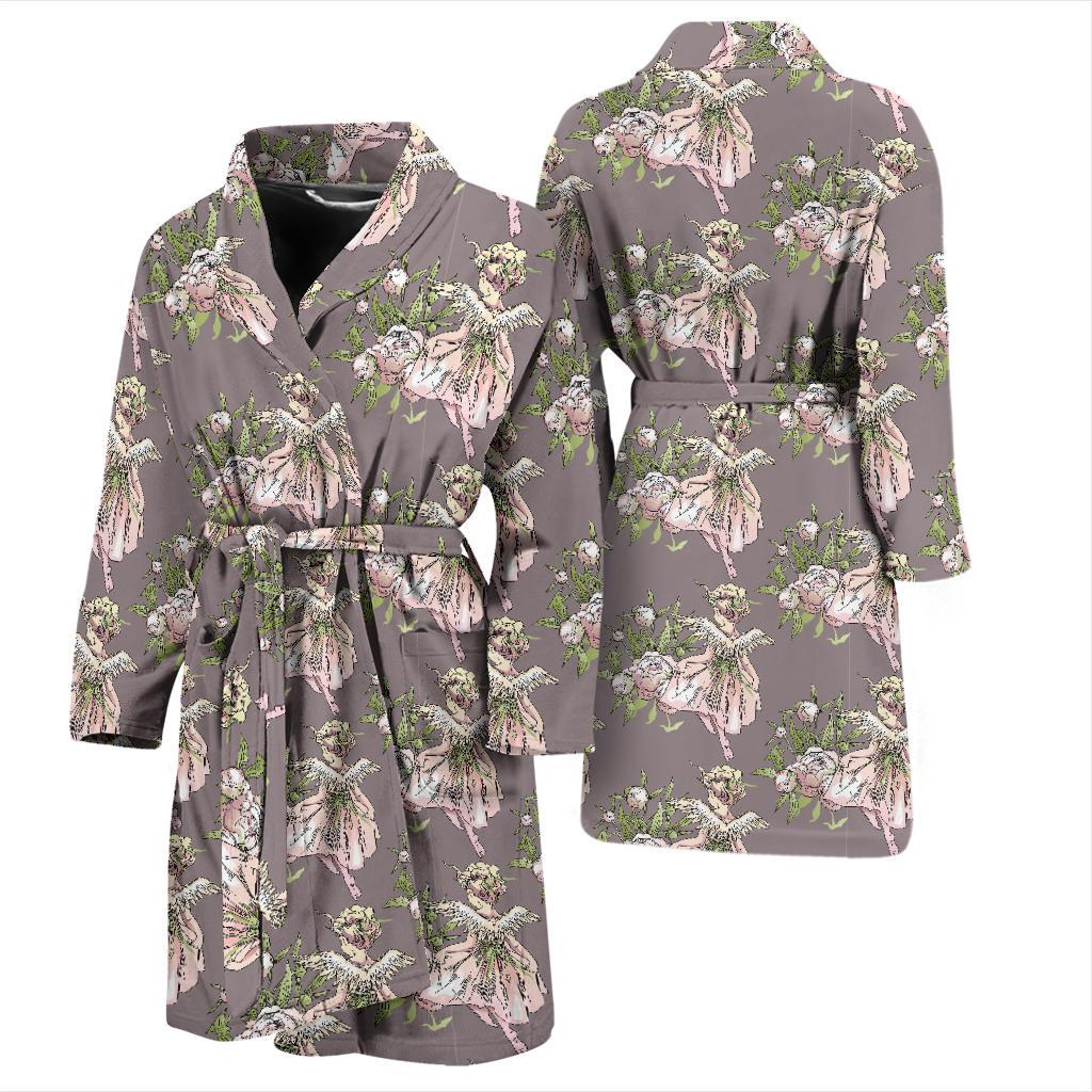 Angel Floral Print Pattern Men Long Robe-grizzshop