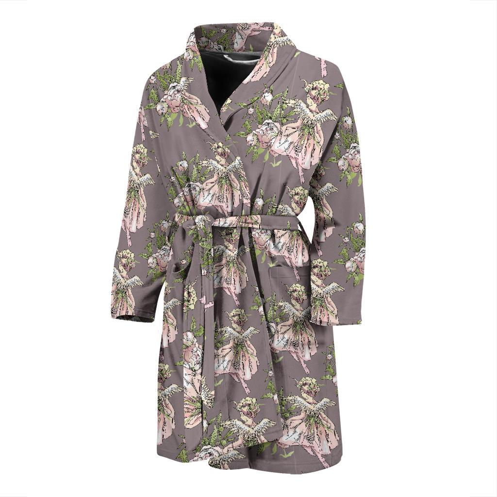 Angel Floral Print Pattern Men Long Robe-grizzshop