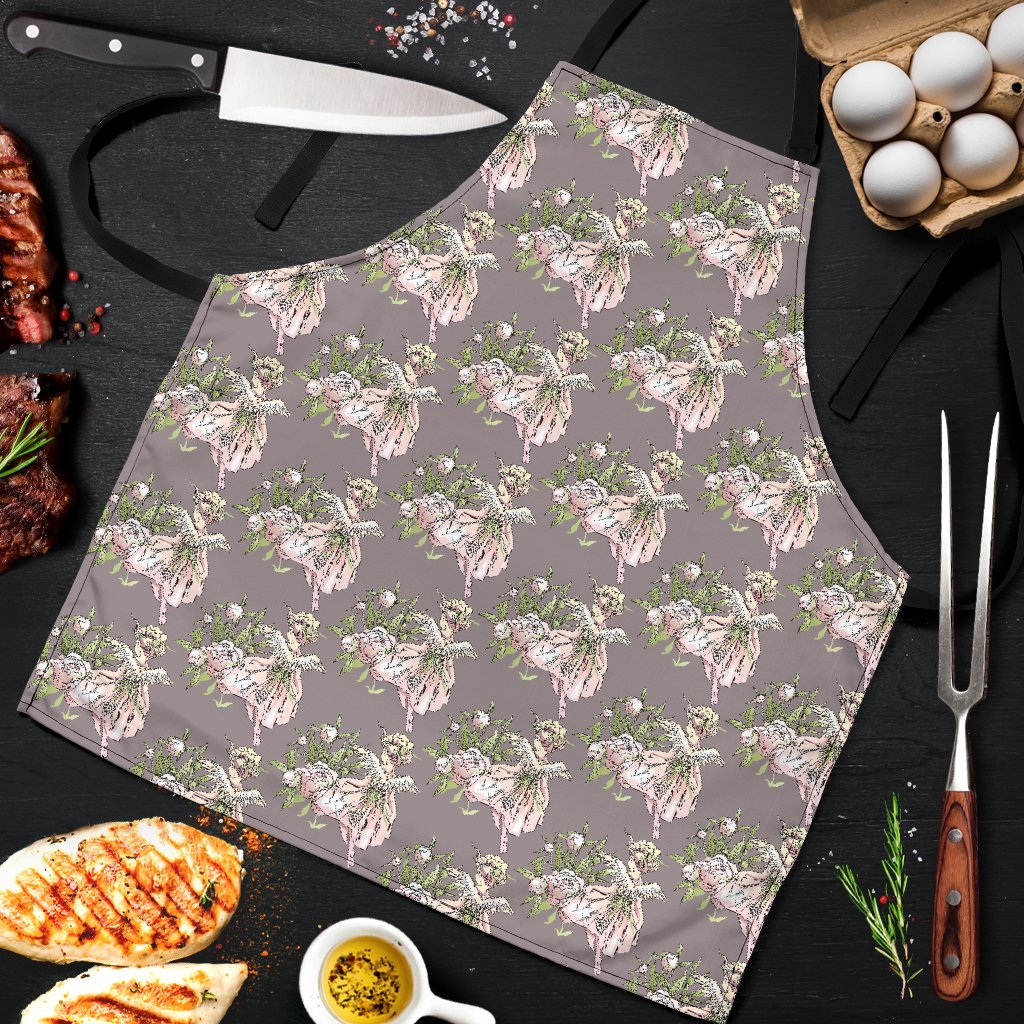 Angel Floral Print Pattern Men's Apron-grizzshop