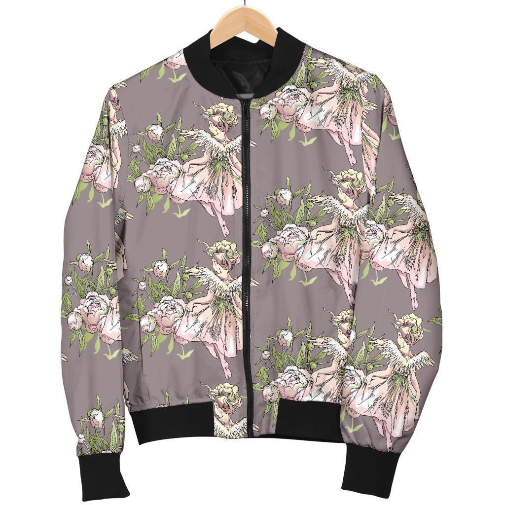 Angel Floral Print Pattern Men's Bomber Jacket-grizzshop