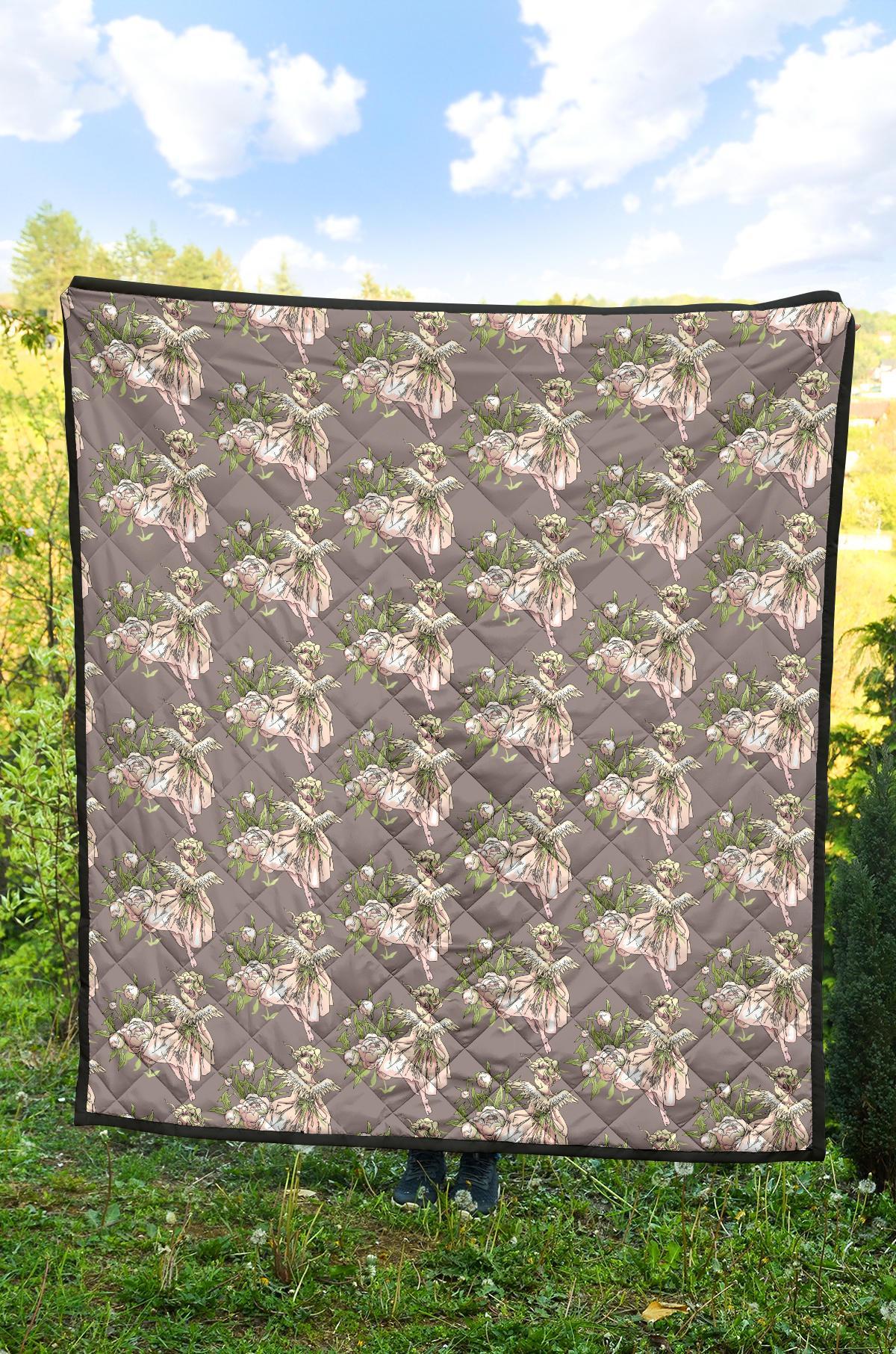 Angel Floral Print Pattern Quilt-grizzshop